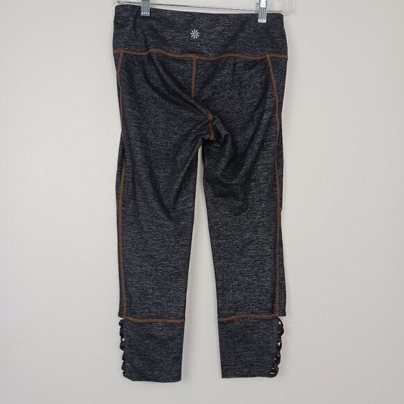 ATHLETA cropped leggings women's size S heather gray mid-rise inner pocket - Picture 3 of 8